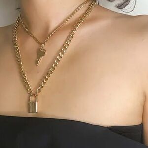 Fashion Key and Padlock pendent necklace